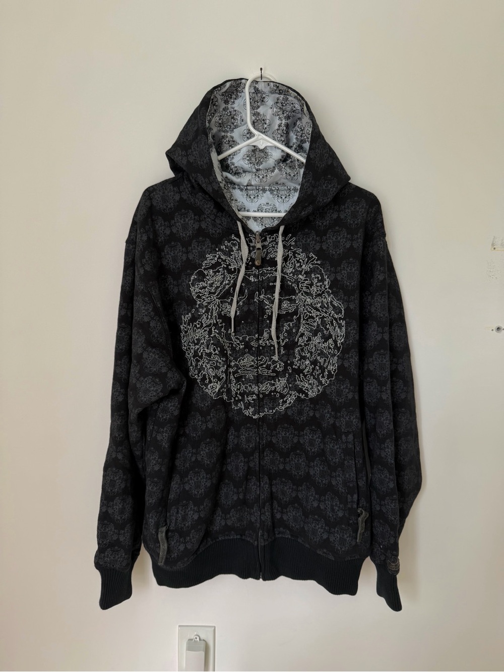 Y2K Live Mechanics Reversible Embroidered Zip Up Hoodie Jacket